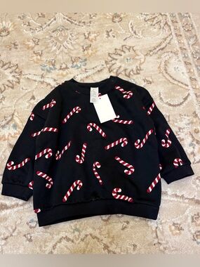 H&M Sweatshirt with Candy Cane Print NWT